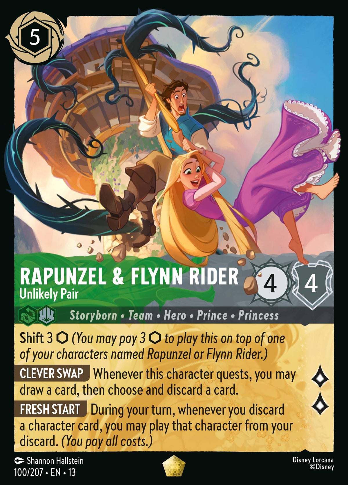 Rapunzel & Flynn Rider - Unlikely Pair | Attack of the Vine! | 100/207 | Cold Foil