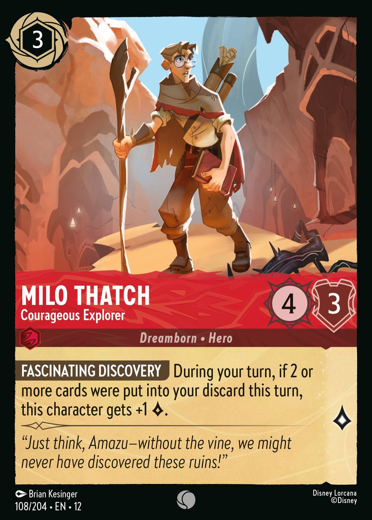 Milo Thatch - Courageous Explorer | Wilds Unknown | 108/204 | Normal